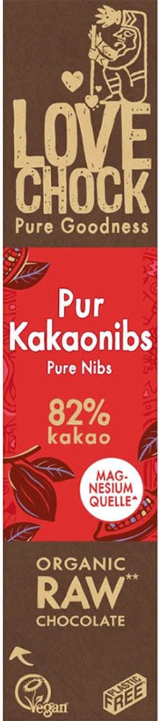Barre Raw Chocolate - Nibs de cacao pur 82% de cacao 40g Image du produit 