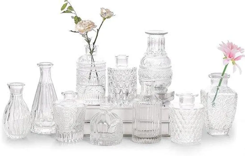 Petits vases en verre pour décoration de table mariage et fêtes - Set de 10