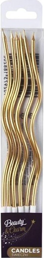 Candeline a spirale metallizzate dorate, 16 cm, 6 pezzi Immagine del prodotto 
