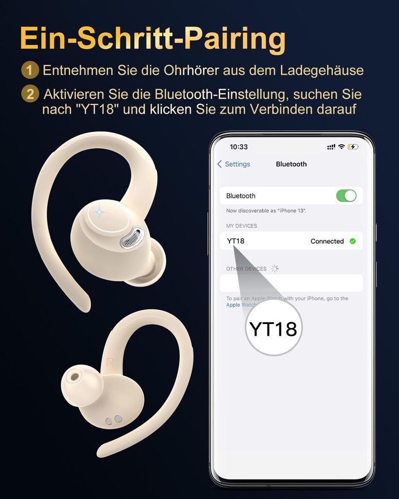 Cuffie Bluetooth 5.4 Insbes – Auricolari In-ear Stereo Con 4 Microfoni ENC, 60 Ore Di Autonomia, Display LED, IP5, Bassi Potenti, Per IPhone E Android, Argento Chiaro