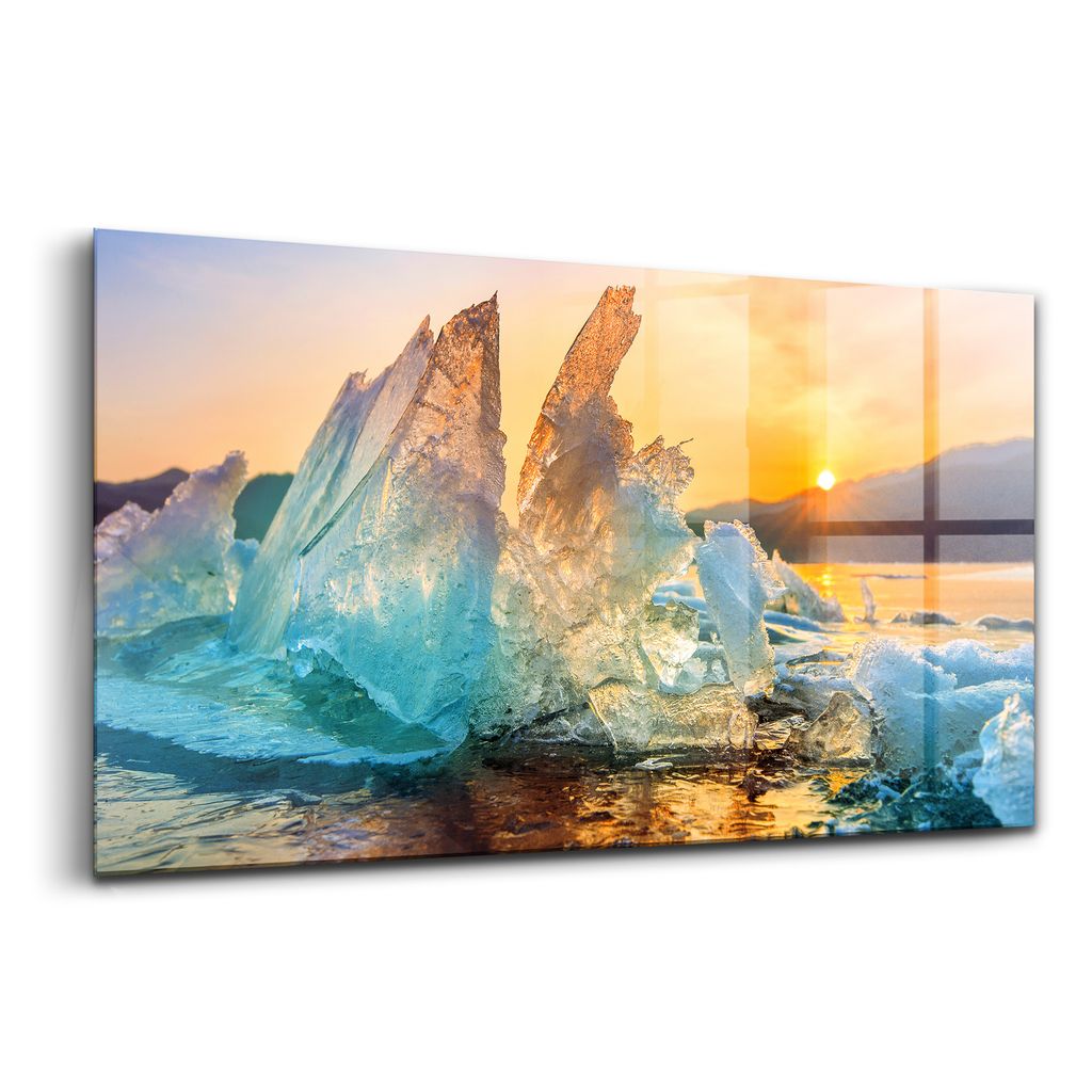 Glasmalerei - dekorative Malerei - moderne Malerei - 100x50 - Ein Stück Eis bei Sonnenaufgang