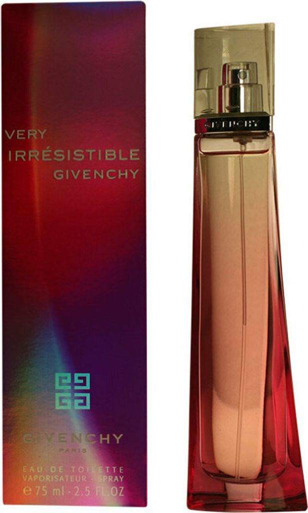 A perfume bottle and its packaging are displayed against a white background.