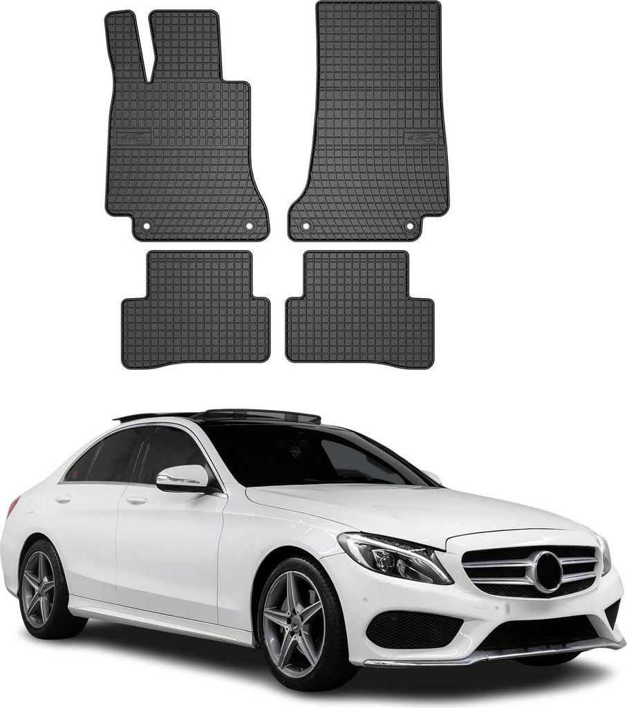 2014-2021 Mercedes C Klasse W205 Fußmatten Gummi Schwarz 4 Produktbild 