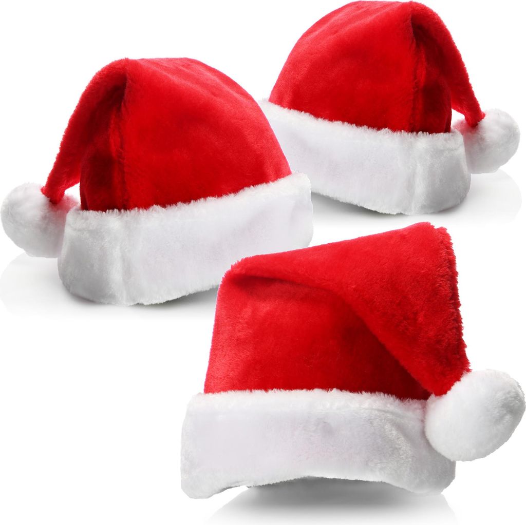 com-four® 3x Weihnachtsmütze mit Bommel - X-Mas Produktbild 
