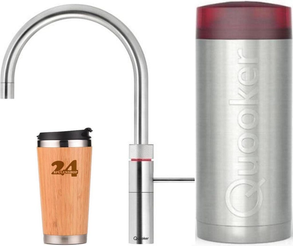 »QUOOKER FUSION Round COMBI+ B Chrom & 100°C Armatur (22+FRCHR)« (2-St) Spültischmischer mit 100°C Kochendwasserfunktion Inklusive Thermobecher