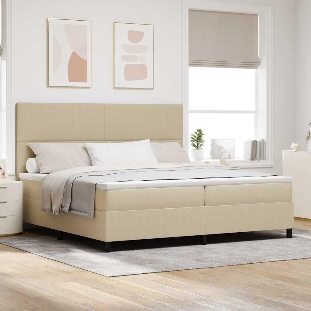 Möbel Boxspringbett Hellgrau und Weiß 203 x 200 x 128 cm Cordstoff - Klassische Betten 3337662