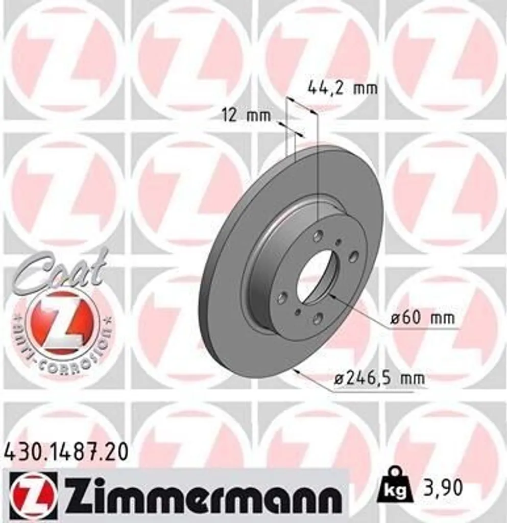 Disque de frein Zimmermann 430.1487.20 de qualité pour Agila A