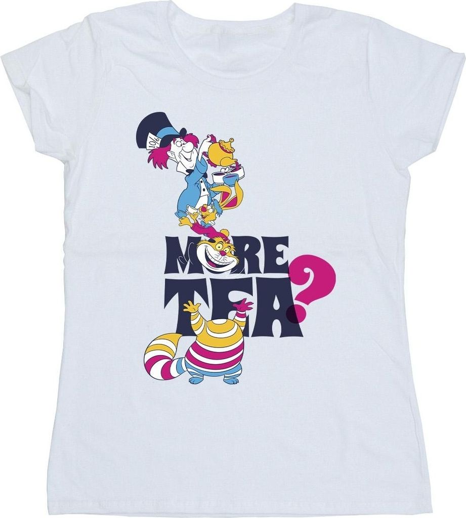 Disney - "Alice In Wonderland More Tea" T-Shirt für Damen BI7047 (S) (Weiß)