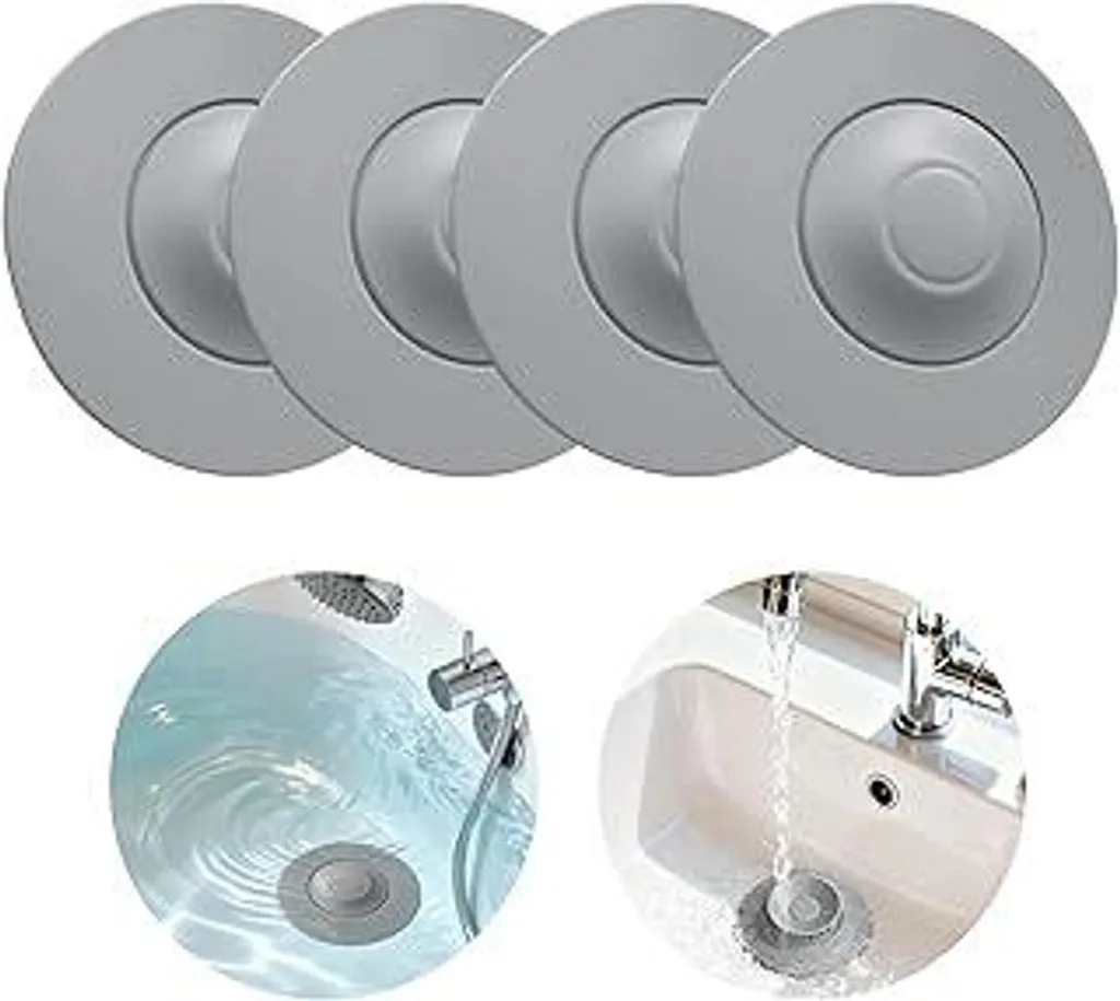 4 Tappi Universali Silicone per Scarichi - Anti-Intasamento Grigio