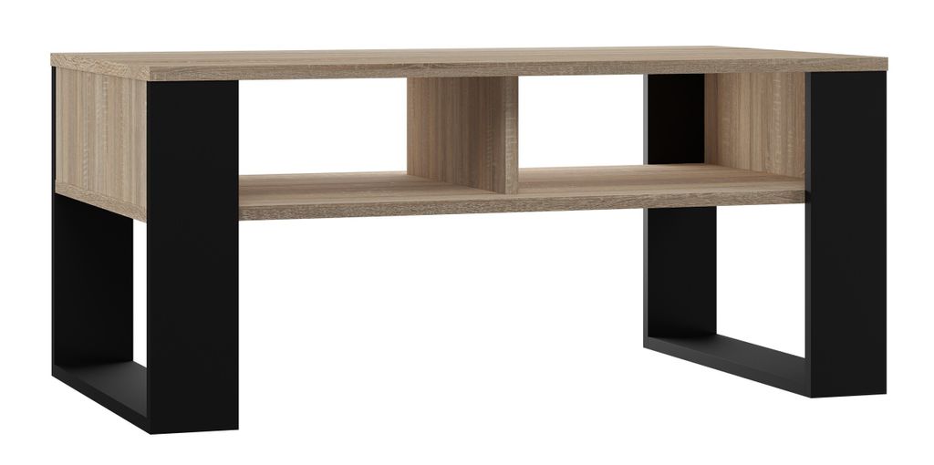 Stolik ława Modern 2P sonoma czarny 90 x 58 x 50 cm Zdjęcie produktu 