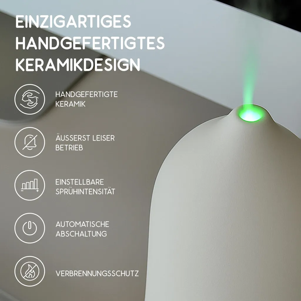 Diffuseur Aroma Céramique avec Mode Brume Réglable et Minuterie Précise - 7