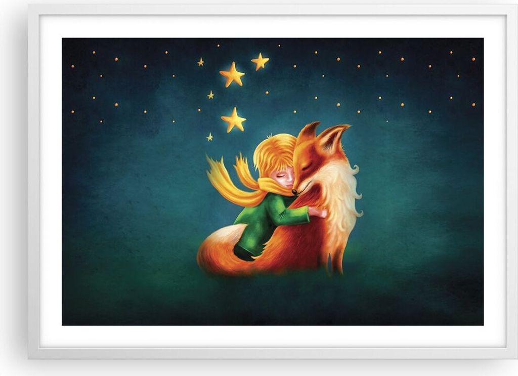 Gerahmtes Poster - Weißer Rahmen - Klein Prinz Nov - 70x50 cm - Wand Bild - Wanddeko - Wandbilder - Kunstposter - Wandposter - Bilderrahmen - Bild...