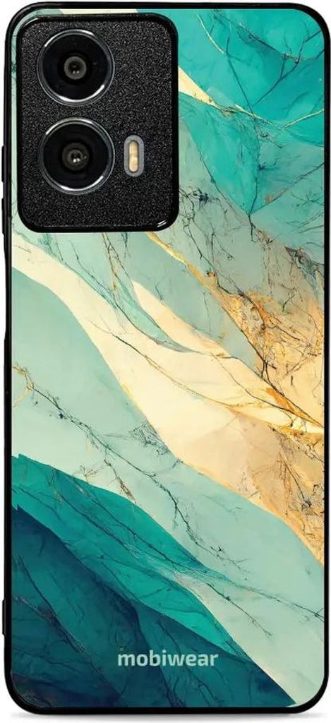 Handyhülle für Motorola Moto G24 Power, Mobiwear Glossy Case, Türkis-Marmor