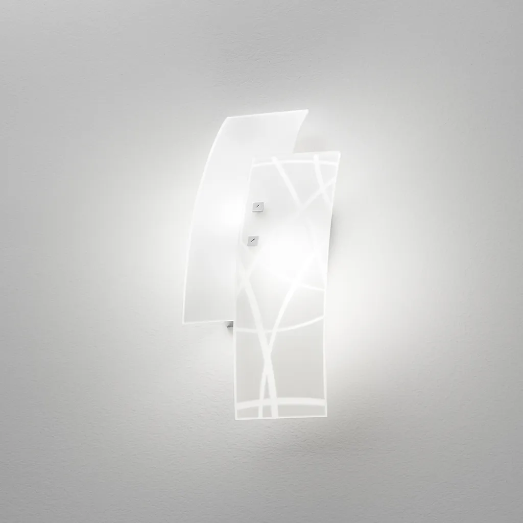 Frida Applique Parete 2 Luci E14 Vetro Satinato Bianco e Cromo 46cm