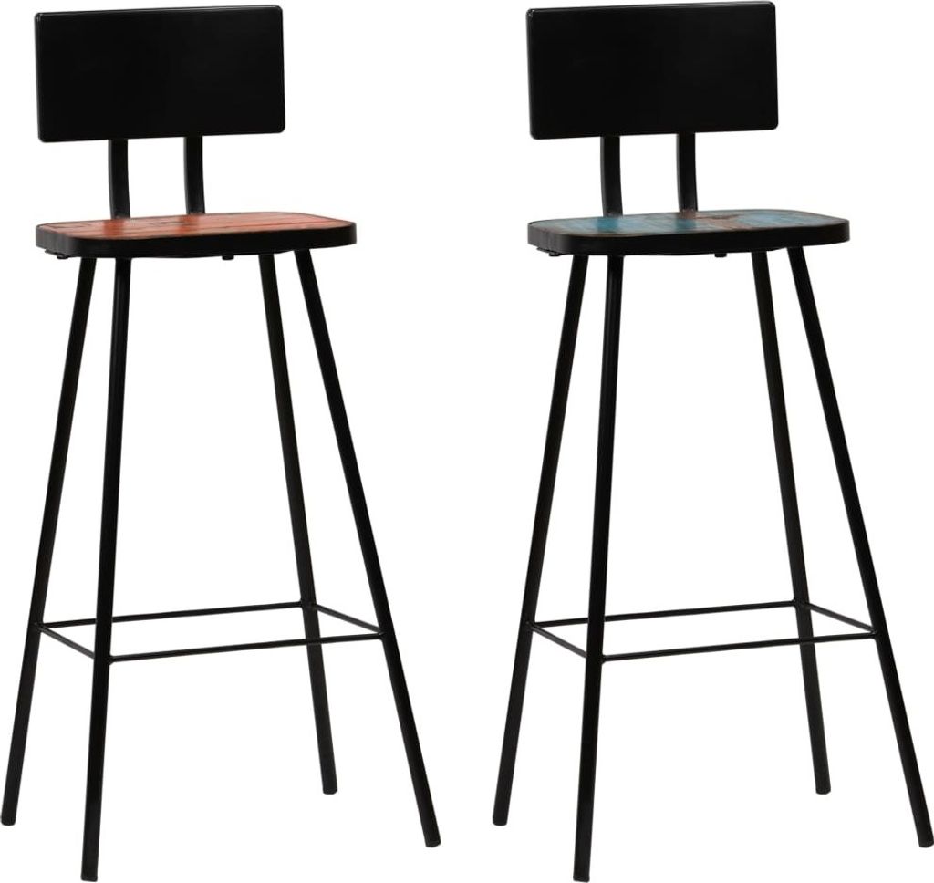 The Living Store Barhocker 2 Stk. Massives Altholz