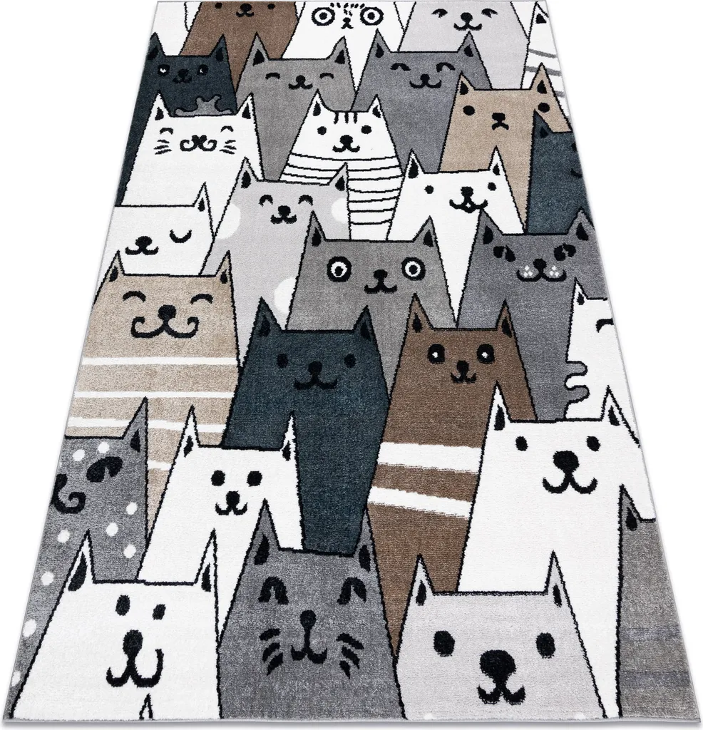 Tapis FUN Gatti Enfant Animaux Chats Gris Multi 120x170 cm Qualité
