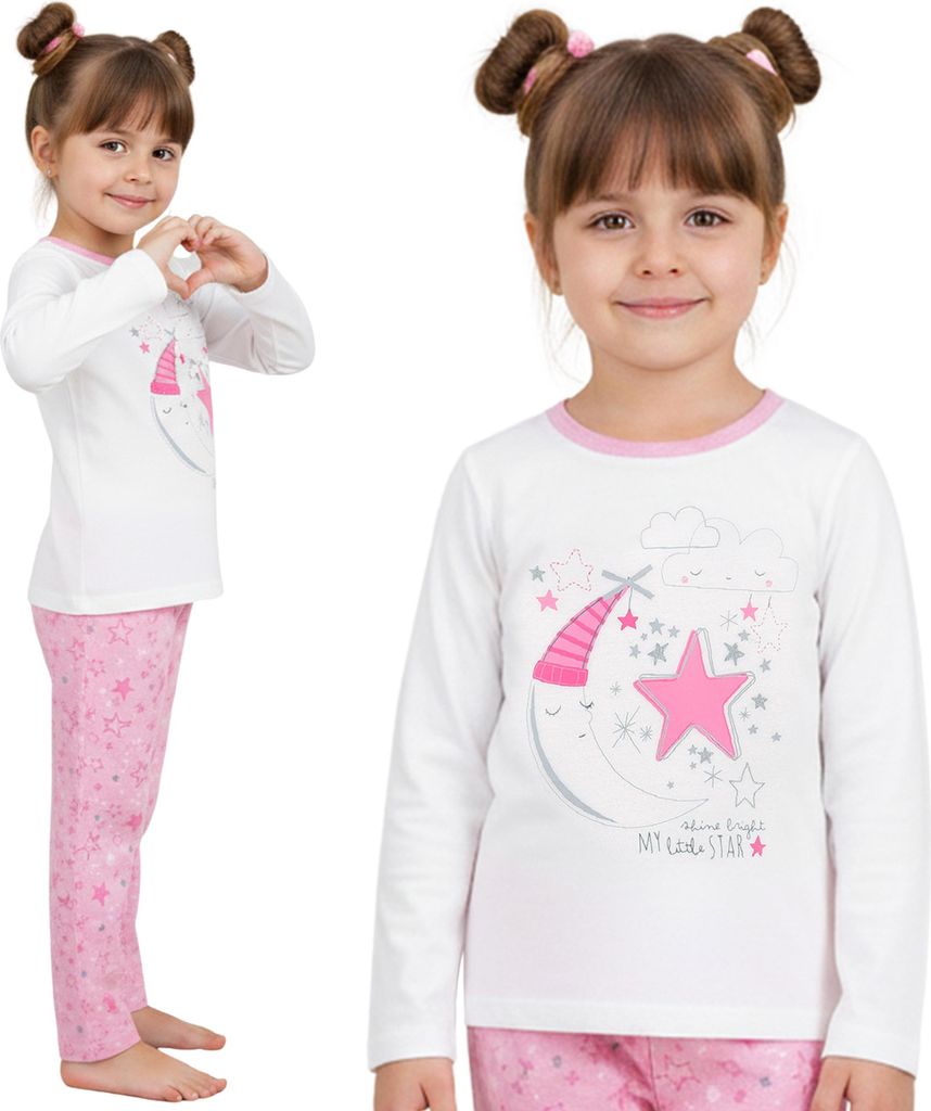 BAUMWOLLE Pyjama für Mädchen mit langen Ärmeln, 100% BAUMWOLLE 92