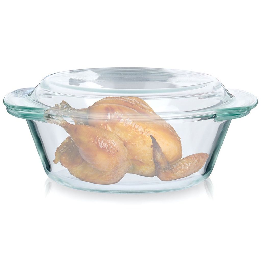 Pirofila tonda in vetro borosilicato con coperchio, Immagine del prodotto 