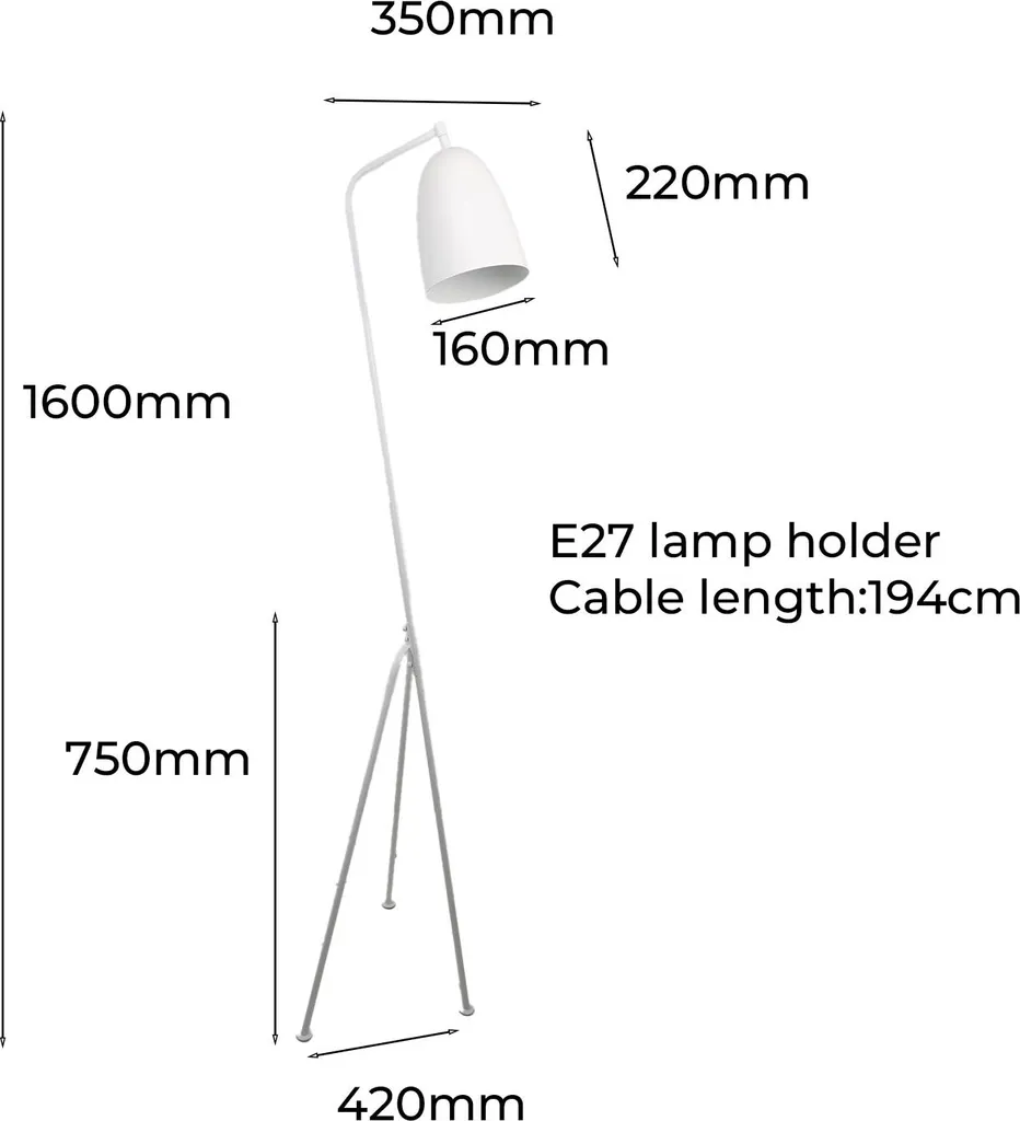 Lampadaire Tripode Blanc Orientable E27 : Solution Éclairage Design Industriel - 6