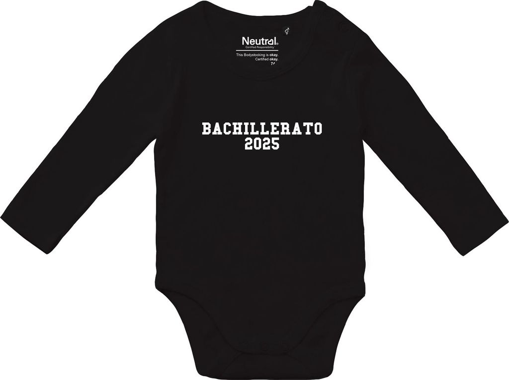 Huuraa Baby Body Bachillerato 2025 Abschluss Spanien 68 Black Baumwolle Fairtrade Langarmbody Geschenkidee