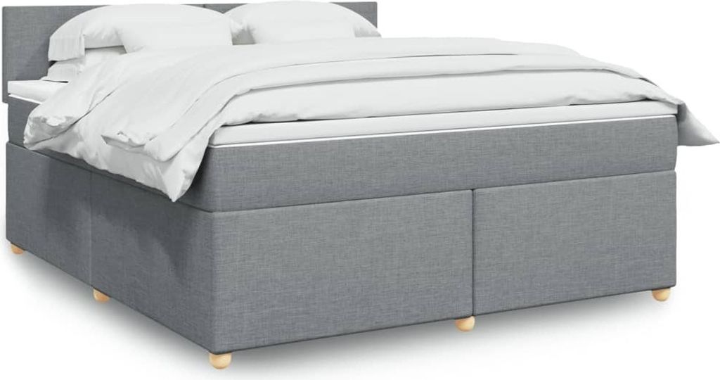 (NEU 2026) Boxspringbett mit Matratze, Doppelbett moderne, Hellgrau 180x200 cm - Stoff - Klassische Betten - 100.44 kg