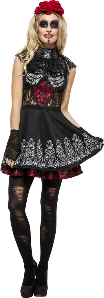 Tag der Toten Skelett Kleid Halloween Kostüm Damen Größe: XS