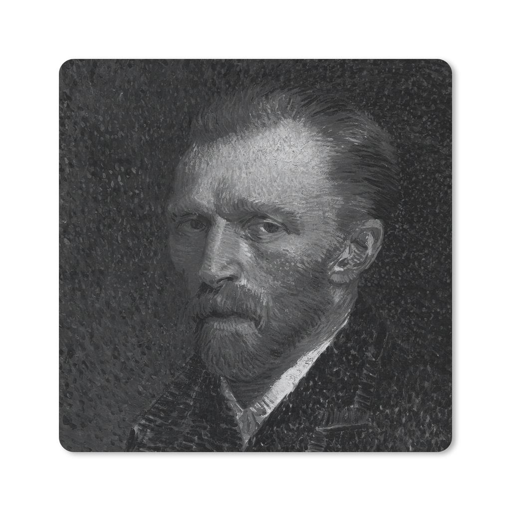 MuchoWow Mauspad Mousepad Selbstbildnis von Vincent van Gogh - Schwarz - Weiß 30x30 cm - Mousepads - Maus Mat - Pad - Mausunterlage - Gaming