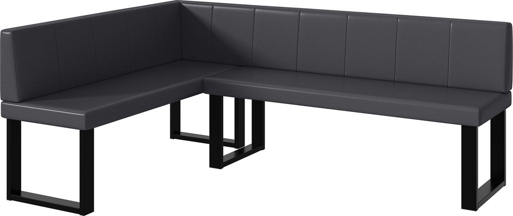 MEBLINI Eckbank für Esszimmer - Küchenbank - Essecke - Sitzecke Küche - PETER - U-Beine 142x196x87cm Links - Grau Kunstleder