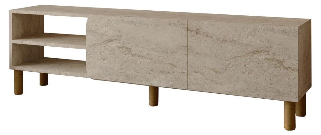 TV-Möbel aus Holz "River" - 150 x 31 x 48 cm - Travertin
