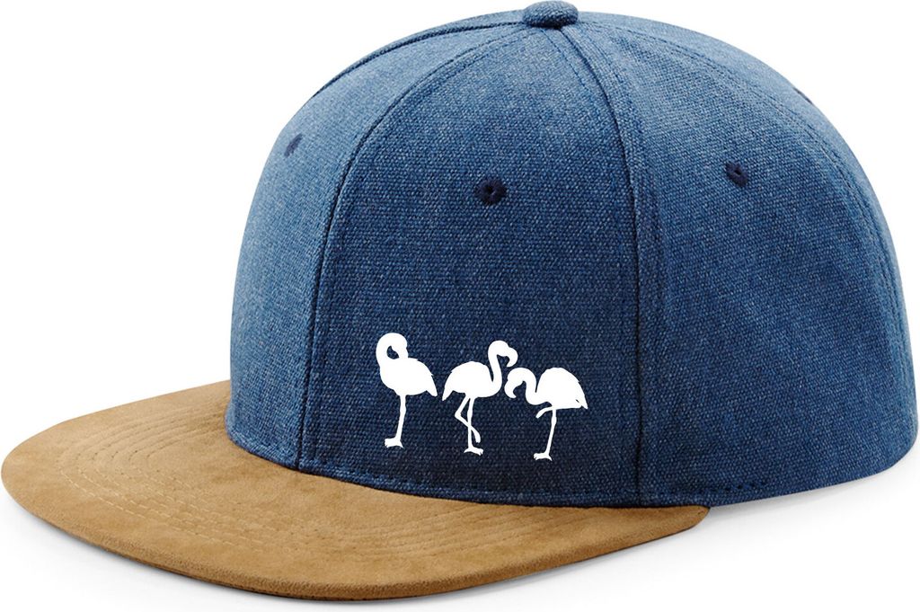 Huuraa Cappy Mütze Flamingos Silhouette Denim Baumwolle und Polyester Snapback Kappe Geschenkidee