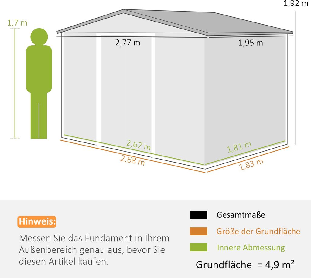 Zahradní domek Outsunny 4,9 m², zahradní domek s sedlovou Obrázek produktu 