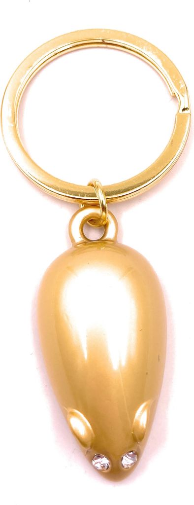 Onwomania Schlüsselanhänger Maus mit Steinen Augen Strass Gold Anhänger Keychain