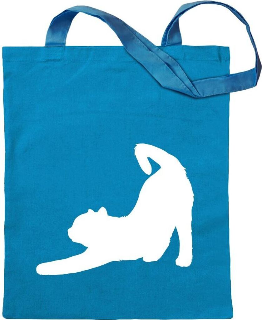 Kiwistar - Baumwolltasche - hellblau - Hauskatze Haustier - Tragetasche Stoffbeutel Umhängetasche Langer Henkel