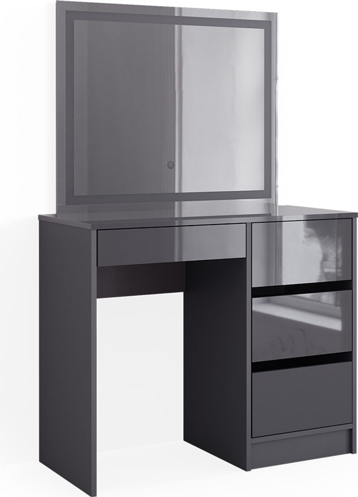 Coiffeuse Vicco Sherry Anthracite 90cm avec miroir LED, Image du produit 