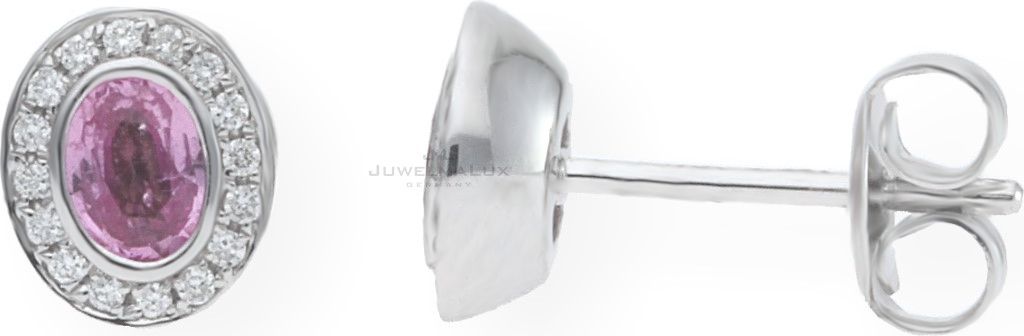 JuwelmaLux Ohrstecker 585 Weißgold mit Brillanten und pinken Saphir JL10-06-0831