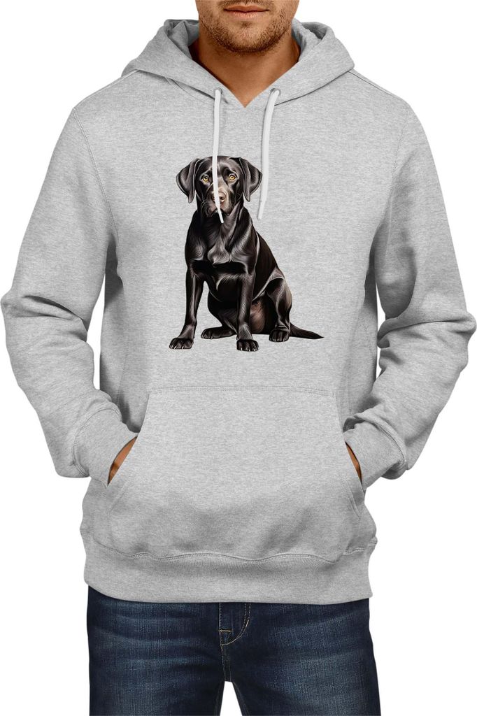Herren Kapuzenpullover Dogs Breeds Labrador Retriever Dog Breed 006, Man L / Grau