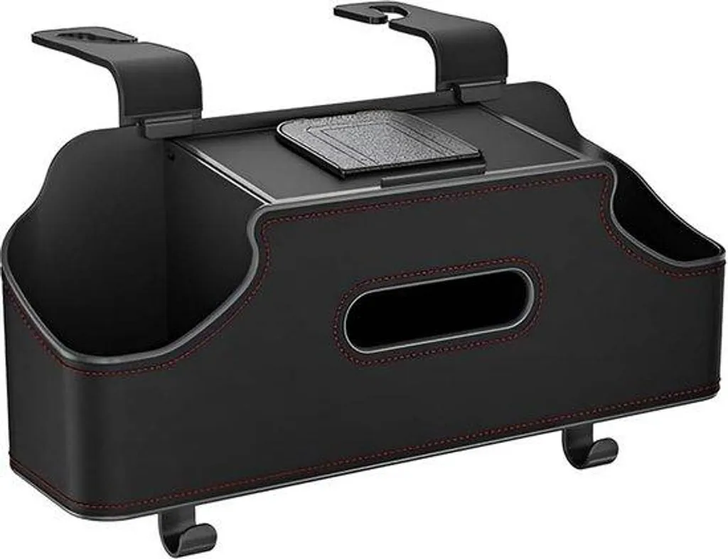 Organiseur de siège arrière pour voiture avec 2 porte-gobelets noirs