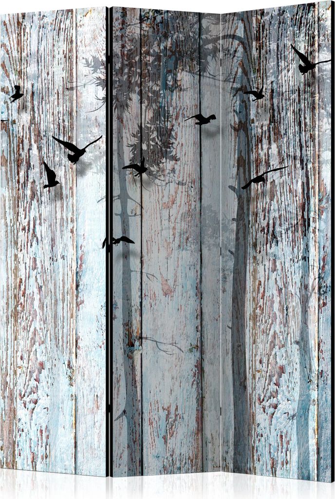 3-teiliger Doppelseitiger Vlies Paravent - Rustic Boards 135x172 cm Muster f-C-0187-z-b