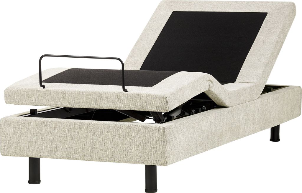 BELIANI Polsterbett Beige Stoffbezug 80x200 cm Elektrisch Produktbild 