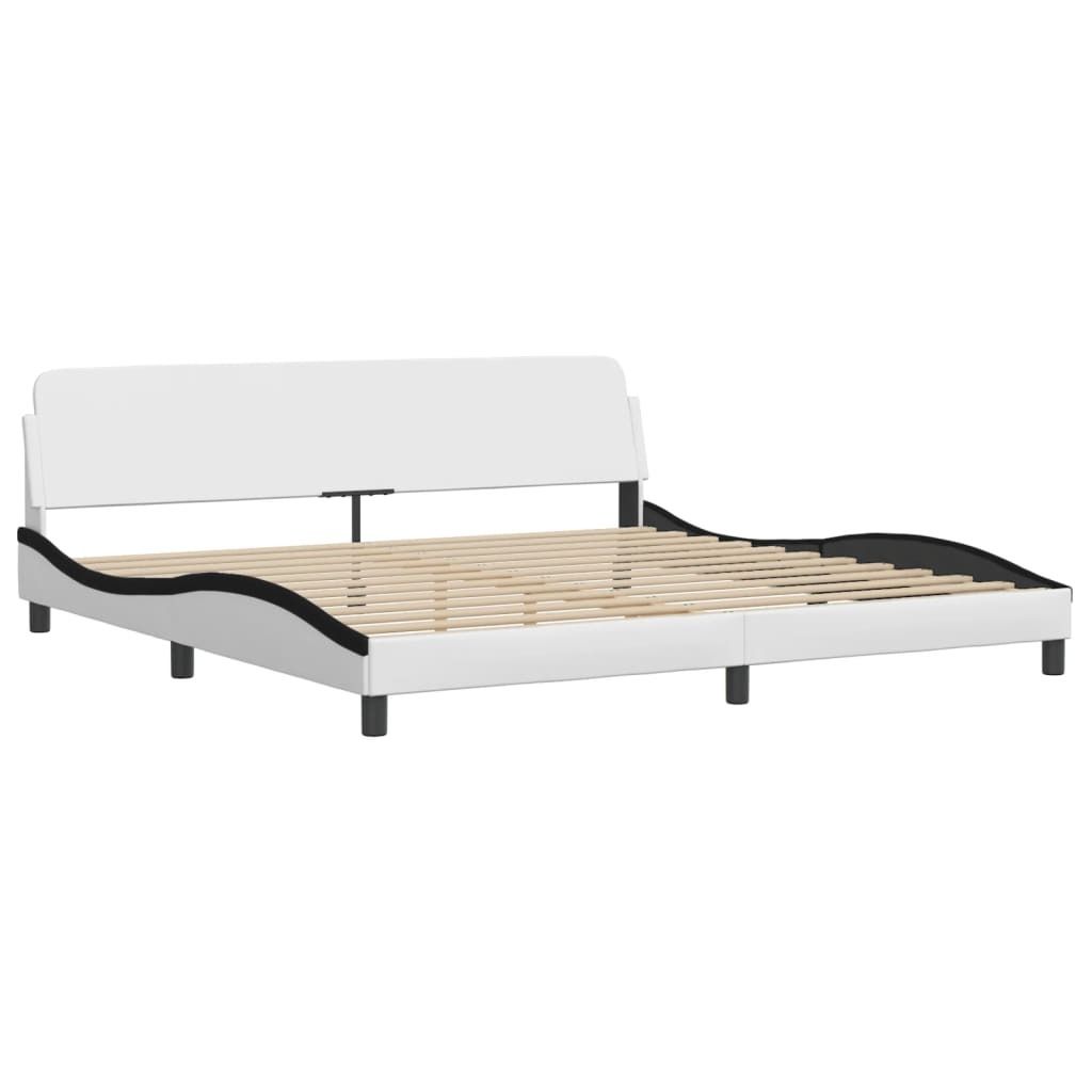 Bettgestell "Dover" Weiß und Schwarz 200x200 cm Kunstleder
