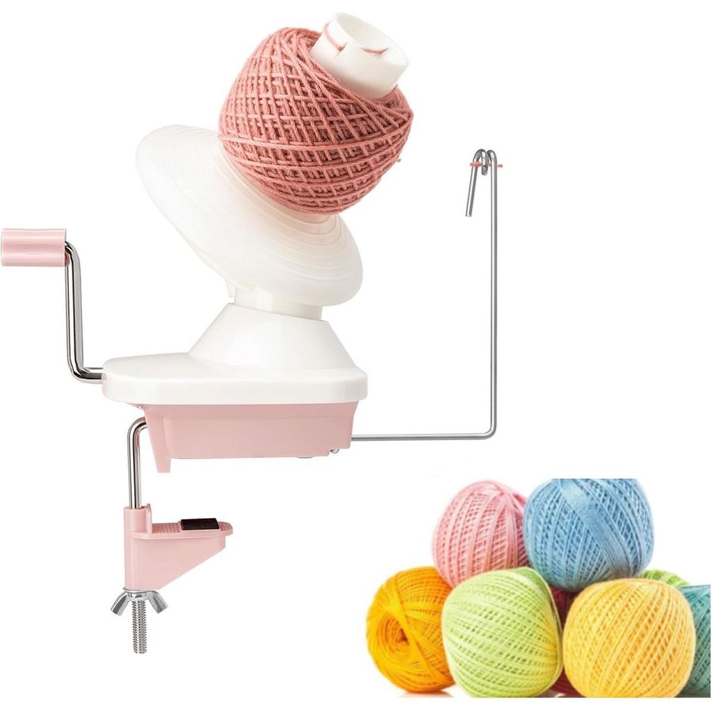 rosa manuelle Wollwickelmaschine, kleiner und praktischer Garnwickler für den Haushalt, handgekurbelte Garnknäuelwickelmaschine
