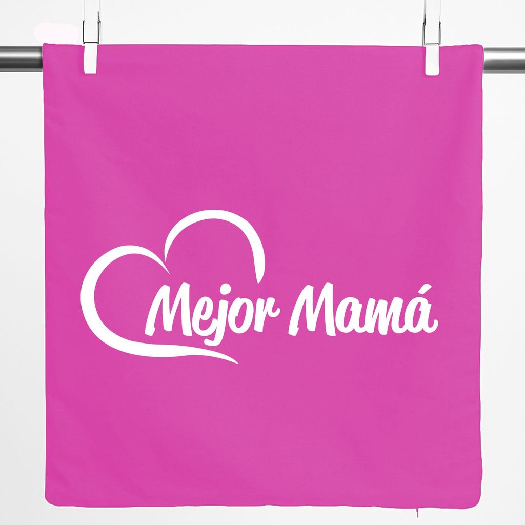 Huuraa Kissenbezug Mejor Mamá Corazón 40x40cm Fuchsia Baumwolle Dekokissenbezug Geschenkidee