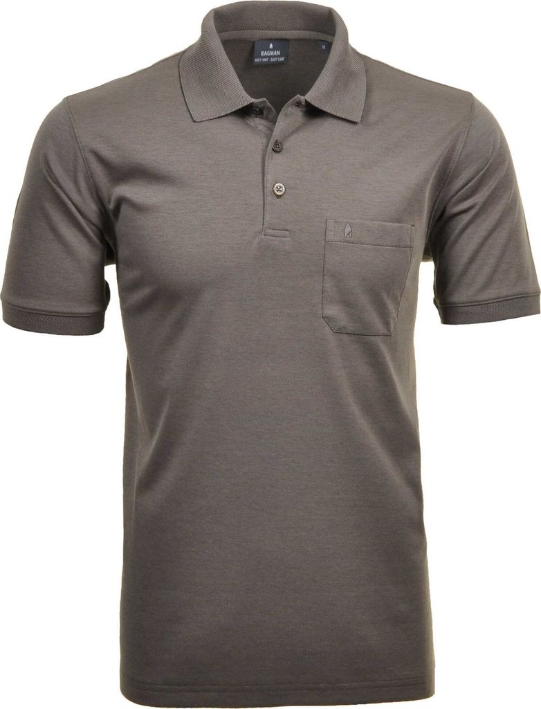 RAGMAN Herren Poloshirt Kurzarm Polokragen Regular Baumwollmix Braun 5XL