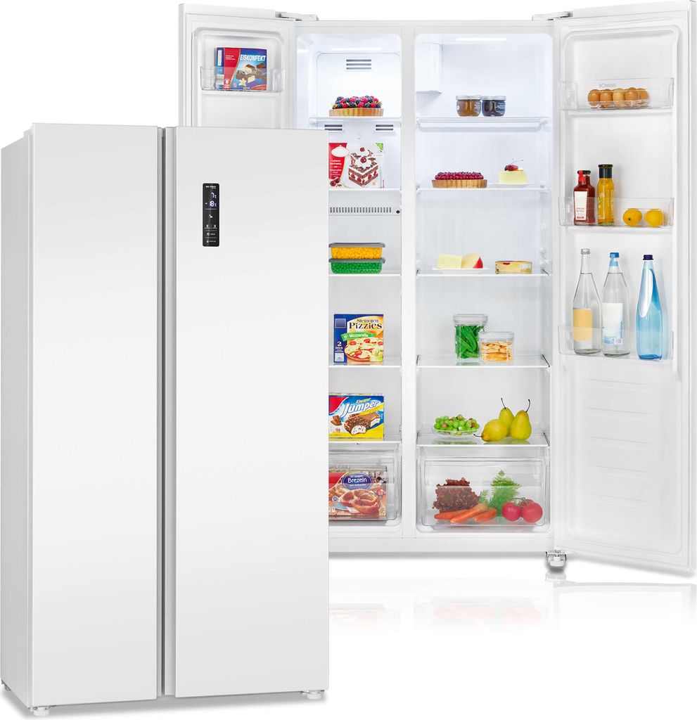 Bomann Side by Side Kühl Gefrierkombination mit Total No Frost und 442L Nutzinhalt, Kühlschrank mit MultiAirflow-Technologie - SBS 7344 weiß