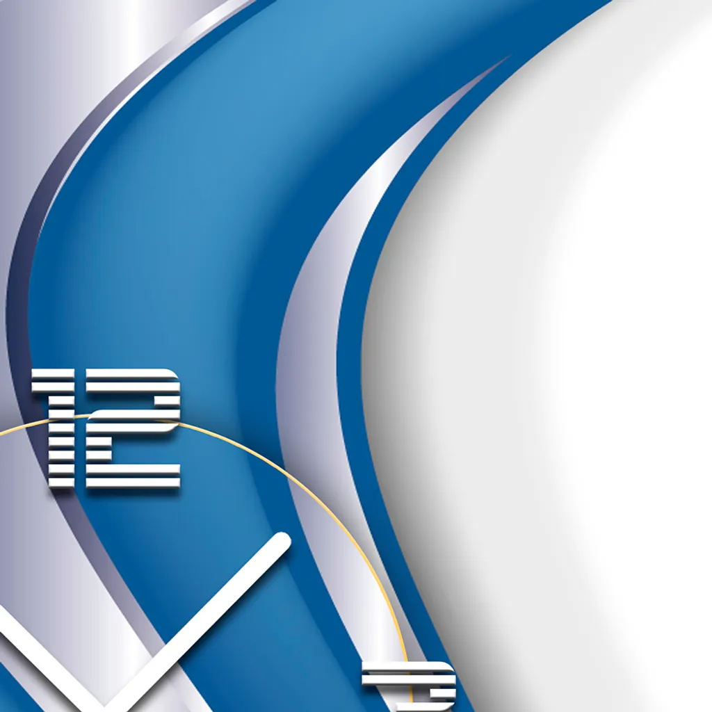 Horloge murale XXL 3D Dixtime GQ-017 bleu argent 50x50 cm silencieuse