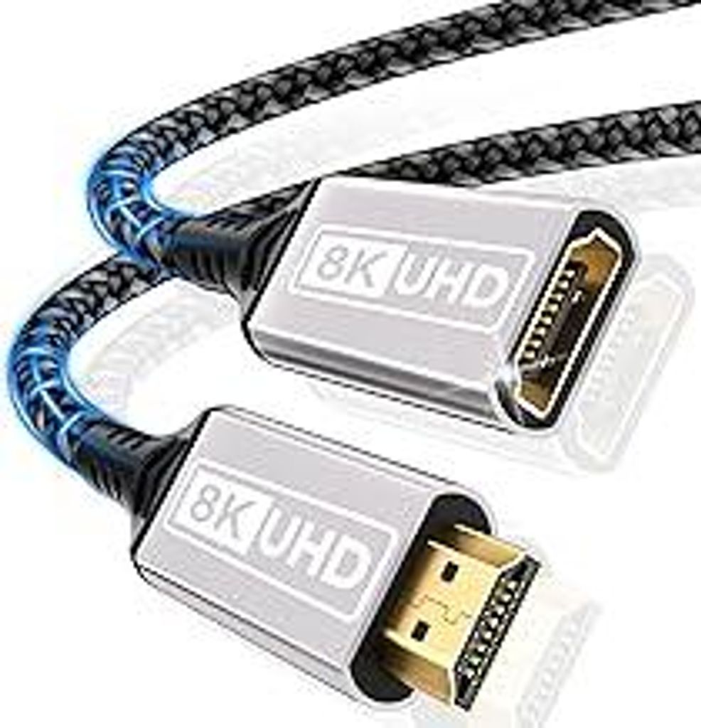HDMI Verlängerungskabel,1M 8K 60HZ 4K 120HZ 144HZ HDMI 2.1 Verlängerung Kabel Stecker auf Buchse 48Gbps Ultra Highspeed UHD eARC HDCP 2.3 Dynamic...