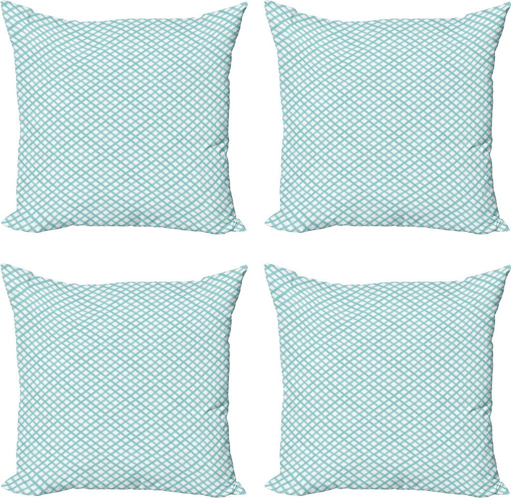 ABAKUHAUS Geometrisch Kissenbezug Set (4 Stück), Gekreuzte Linien Rhombus, Moderner Doppelseitiger Digitaldruck, 60 cm x 60 cm, Pale Seafoam Multi...