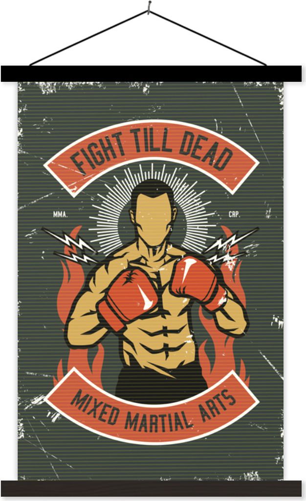 MuchoWow Textilposter Schachteln - Mann - Vintage 60x90 cm mit schwarzem Rahmen - Poster Wohnzimmer