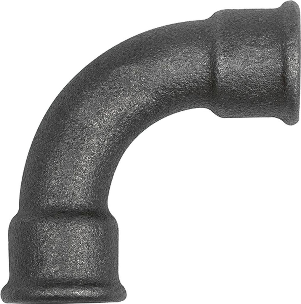 Riegler Bogen 2, 90°, lang, Rp 3/4 i., Rp 3/4 i., Temperguss schwarz