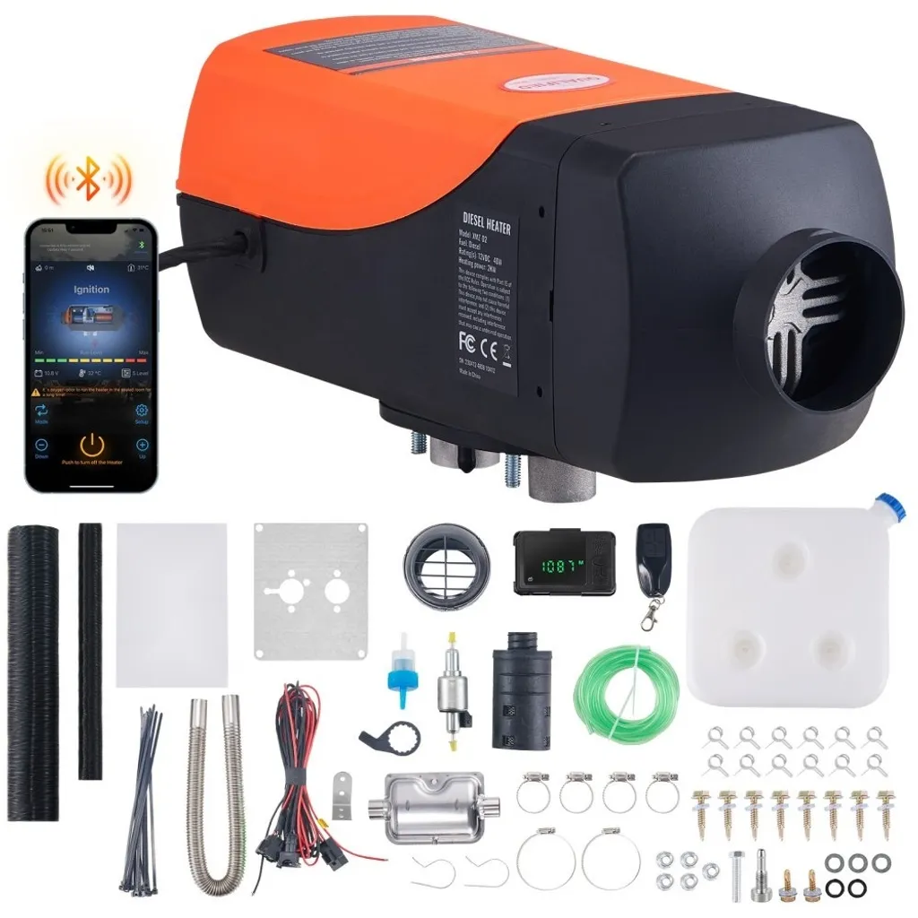 Chauffage stationnaire 12V 2kW diesel silencieux avec commande Bluetooth